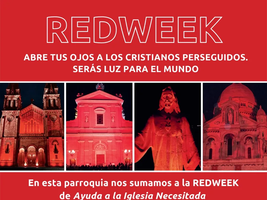 iglesias iluminadas de rojo por los cristianos perseguidos