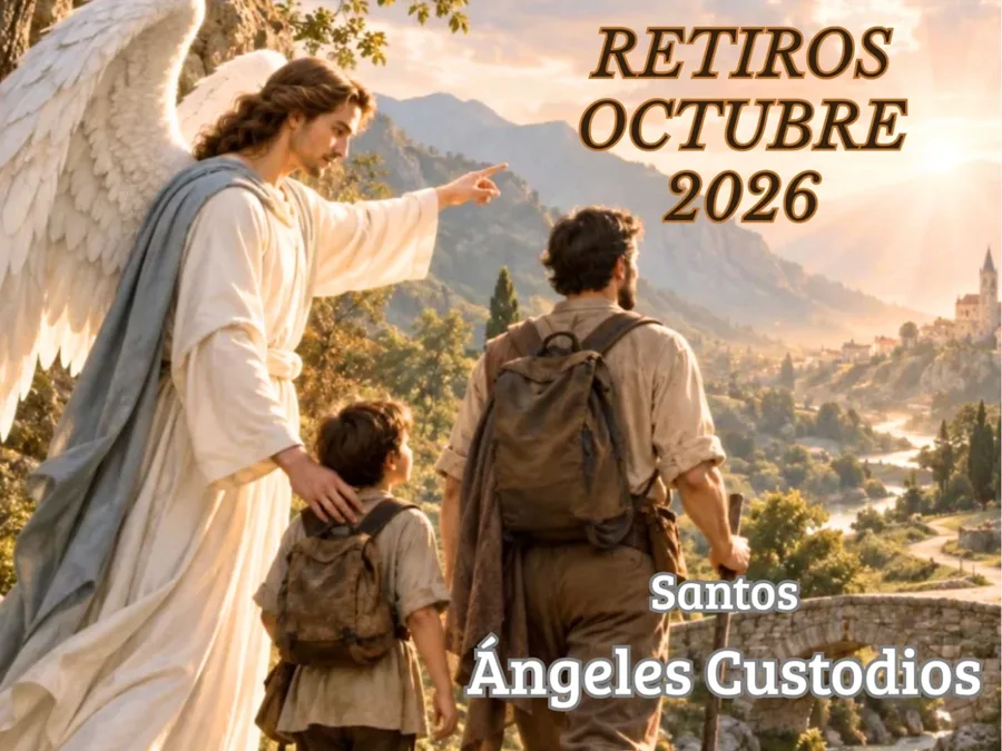ángel de la guarda acompañando a un padre y su hijo